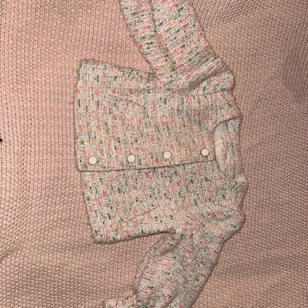 Janie and Jack Pink and Green Tweed Jacket